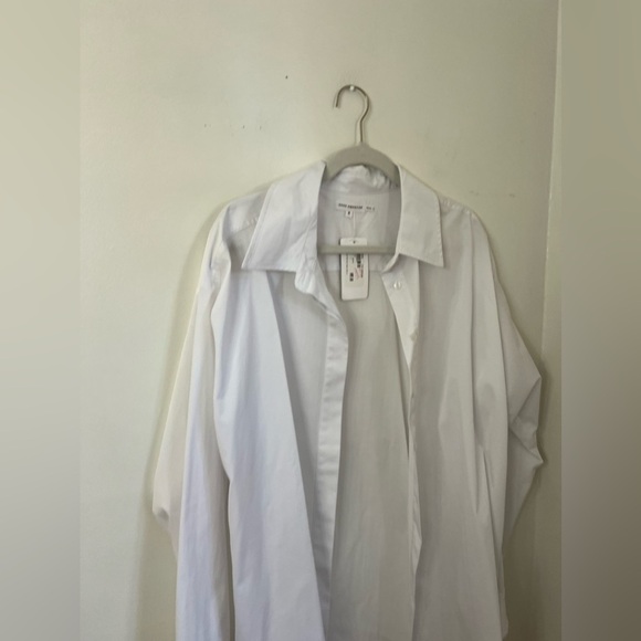 Good American White Button Down Unisex Shirt NWT large - Picture 4 of 8